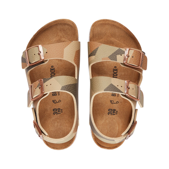Birkenstock Milano Kids Camo Mulitcolour/Brown Birko-Flor top view