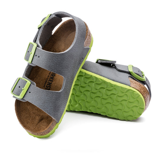 Birkenstock Milano Kids Desert Soil Grey Green Birko-Flor sole view