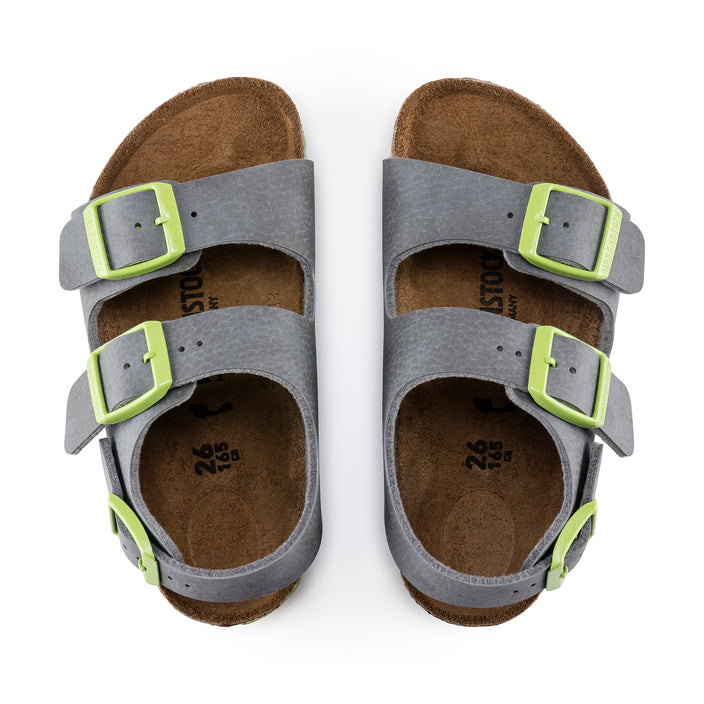 Birkenstock Milano Kids Desert Soil Grey Green Birko-Flor top view