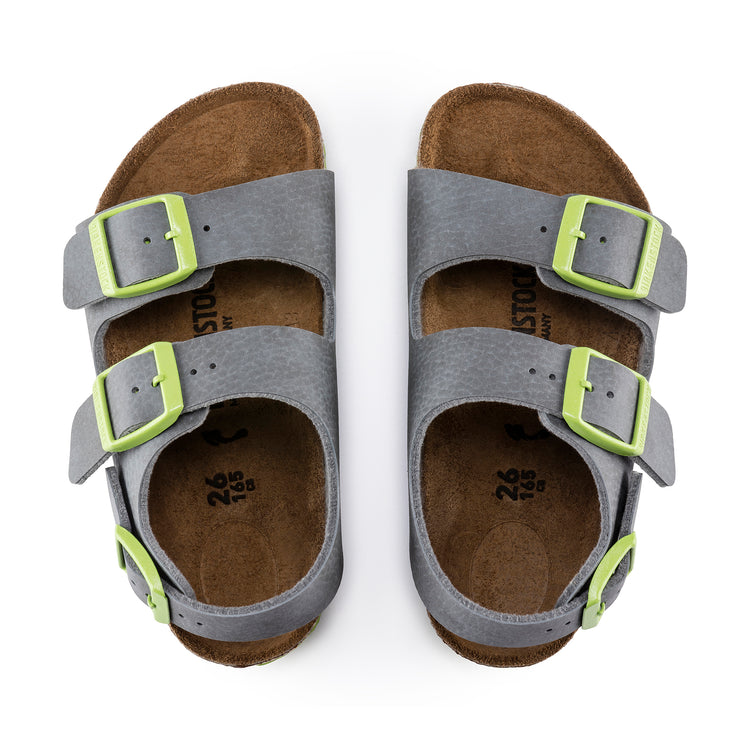 Birkenstock Milano Kids Desert Soil Grey Green Birko-Flor top view