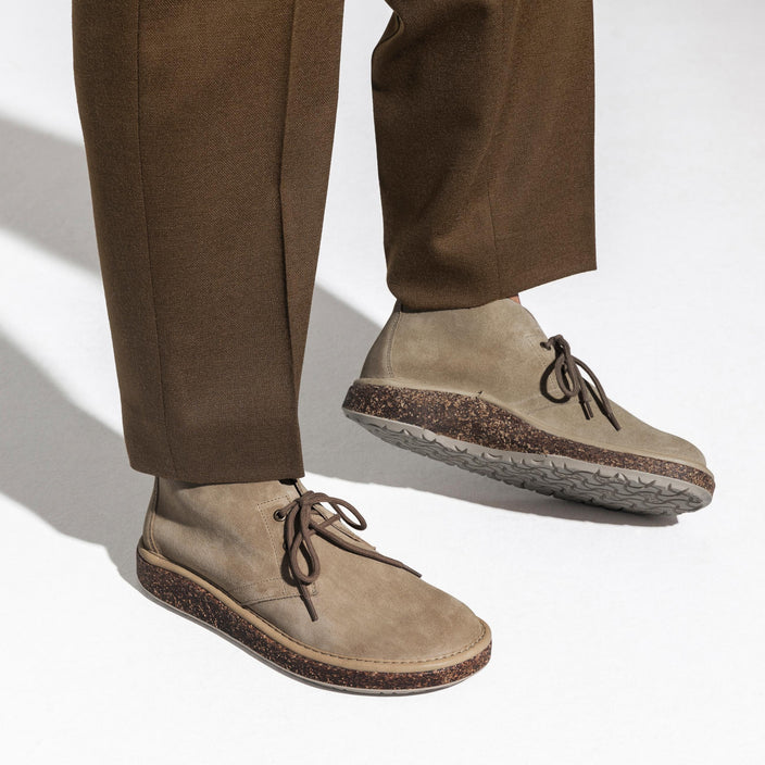 Birkenstock Milton Ginger Suede Leather on model 2