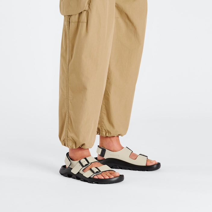 Birkenstock Mogami Terra Eucalyptus Birko Flor on model 1
