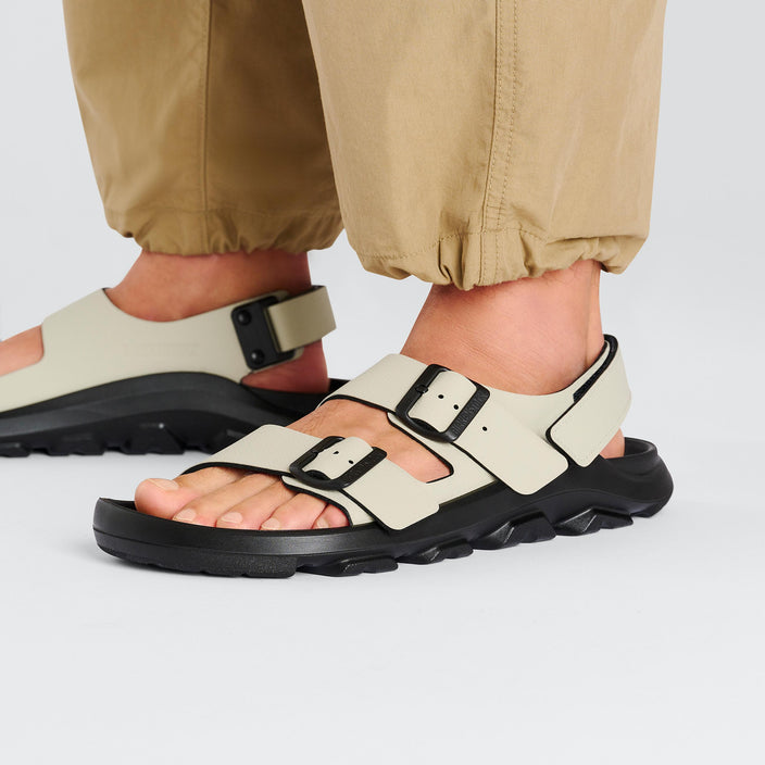Birkenstock Mogami Terra Eucalyptus Birko Flor on model 2
