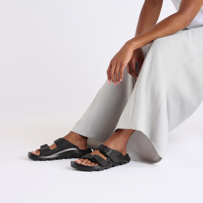 Birkenstock Mogami Terra Stealth 2 Strap Black Birko Flor on model 1