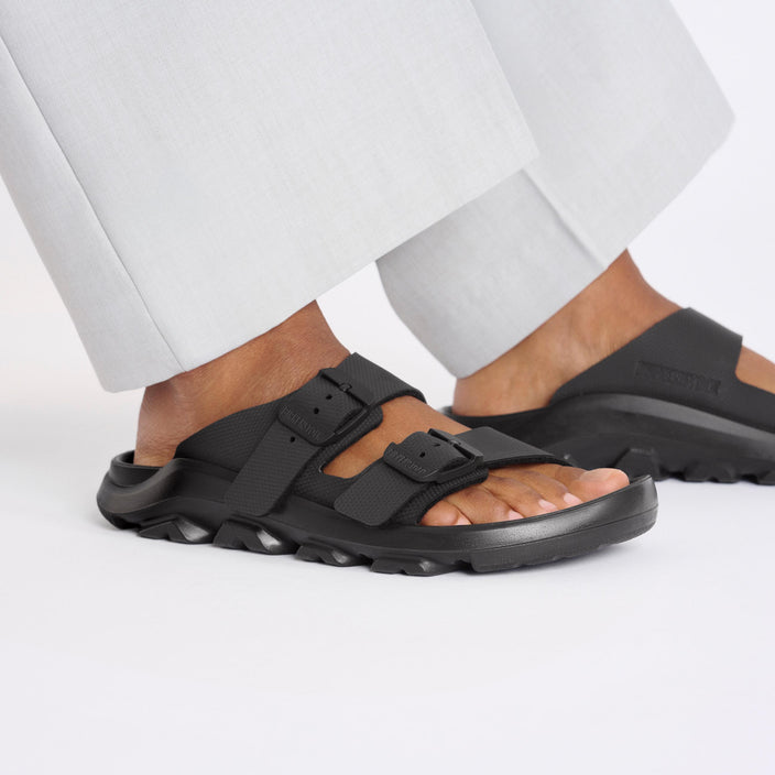 Birkenstock Mogami Terra Stealth 2 Strap Black Birko Flor on model 2