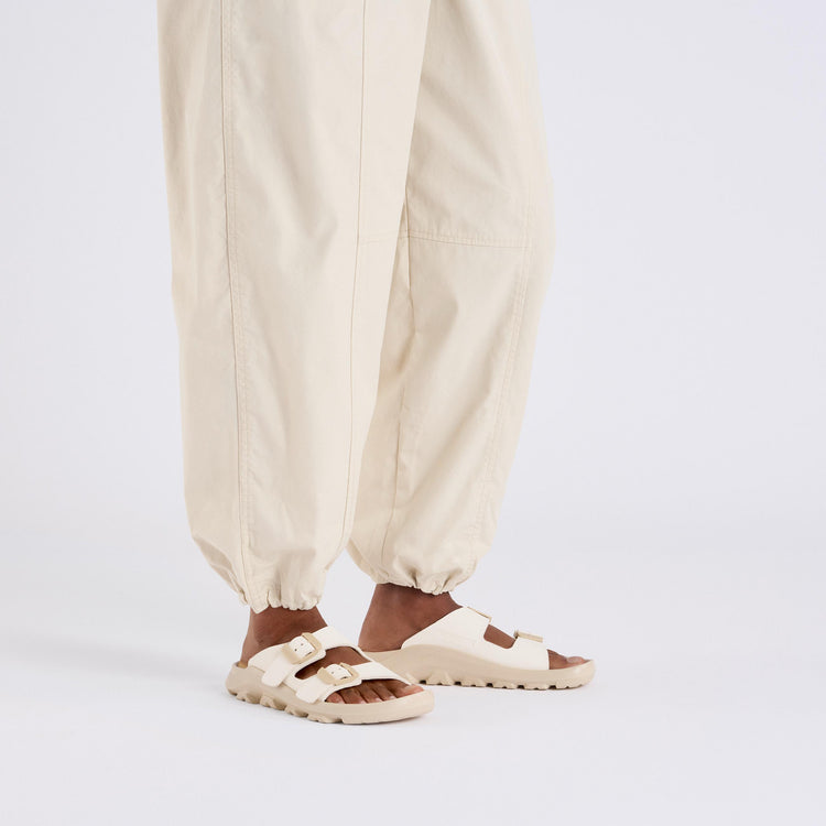 Birkenstock Mogami Terra Stealth 2 Strap Eggshell Birko Flor on model 1