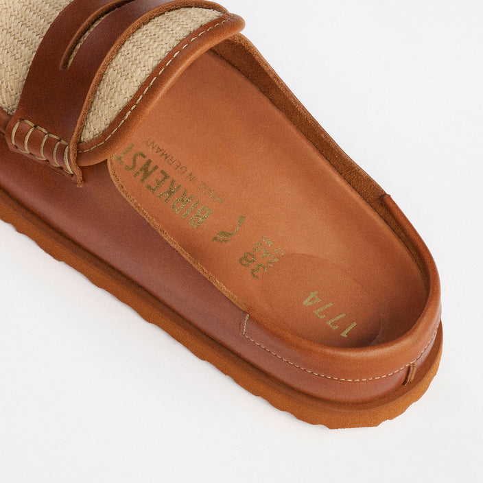 naples wrapped ginger brown raffia smooth leather back 1032427