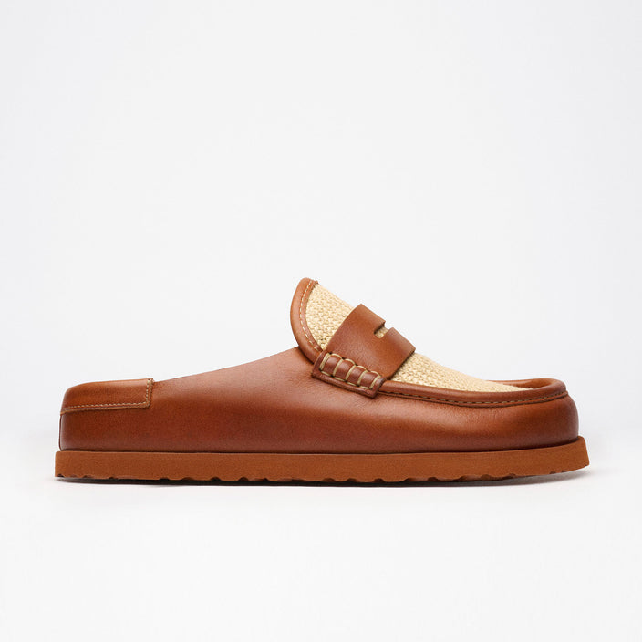 naples wrapped ginger brown raffia smooth leather side 1032427