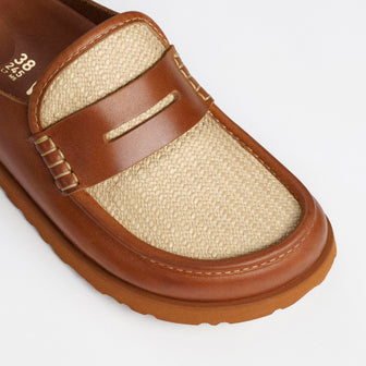 Naples Wrapped Ginger Brown Raffia/Smooth Leather