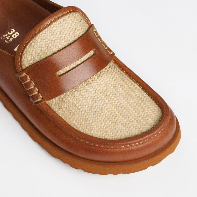 Naples Wrapped Ginger Brown Raffia/Smooth Leather