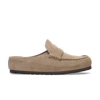 Birkenstock Naples Wrapped Taupe Suede Leather side view