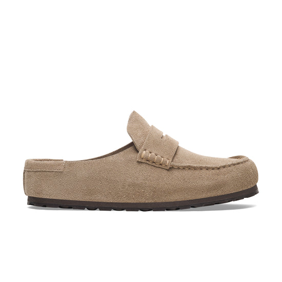 Birkenstock Naples Wrapped Taupe Suede Leather side view