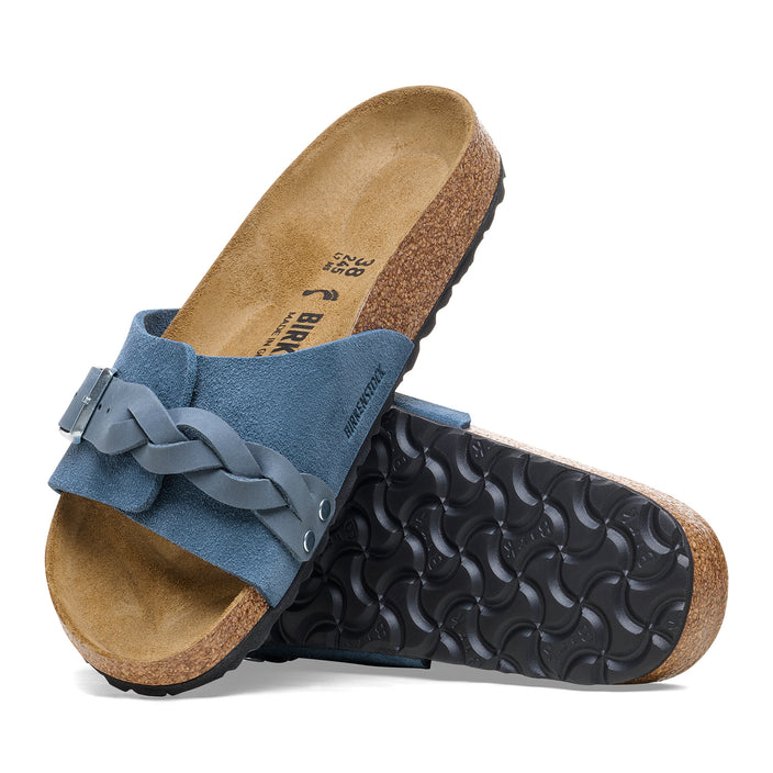 Birkenstock Oita Braided Elemental Blue Suede Leather sole view