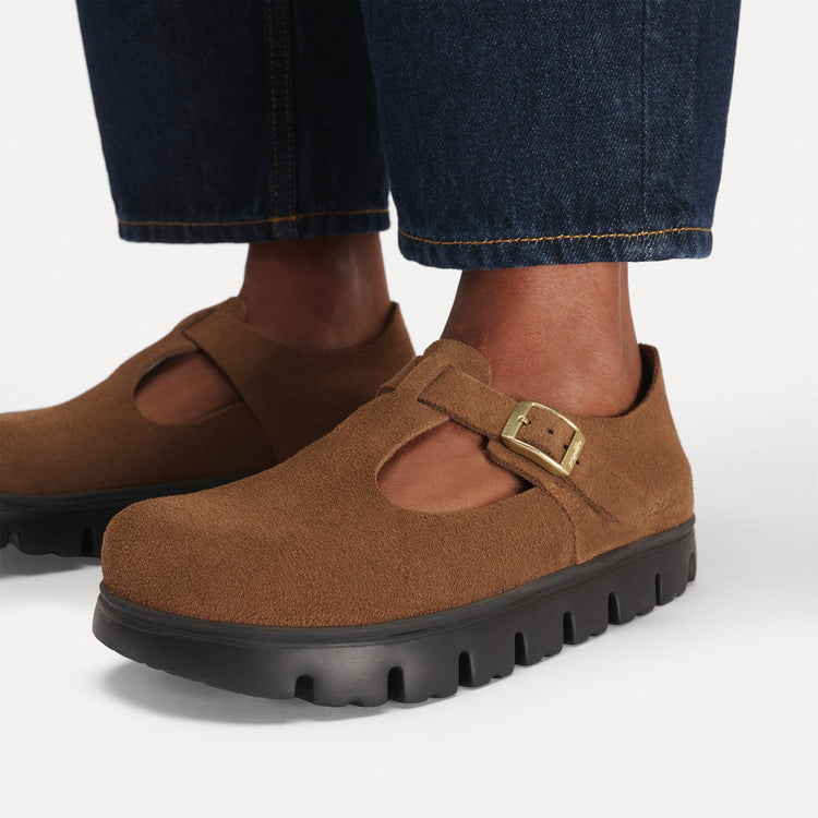 Paris Chunky Dark Tea Suede Leather