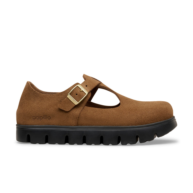Birkenstock Australia Paris Chunky Dark Tea Suede Leather side view