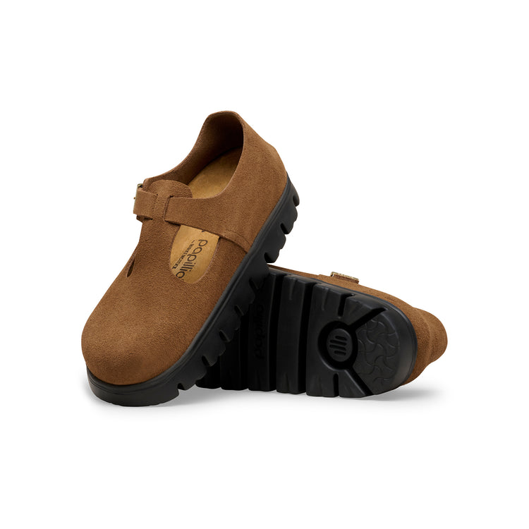 Birkenstock Australia Paris Chunky Dark Tea Suede Leather sole view