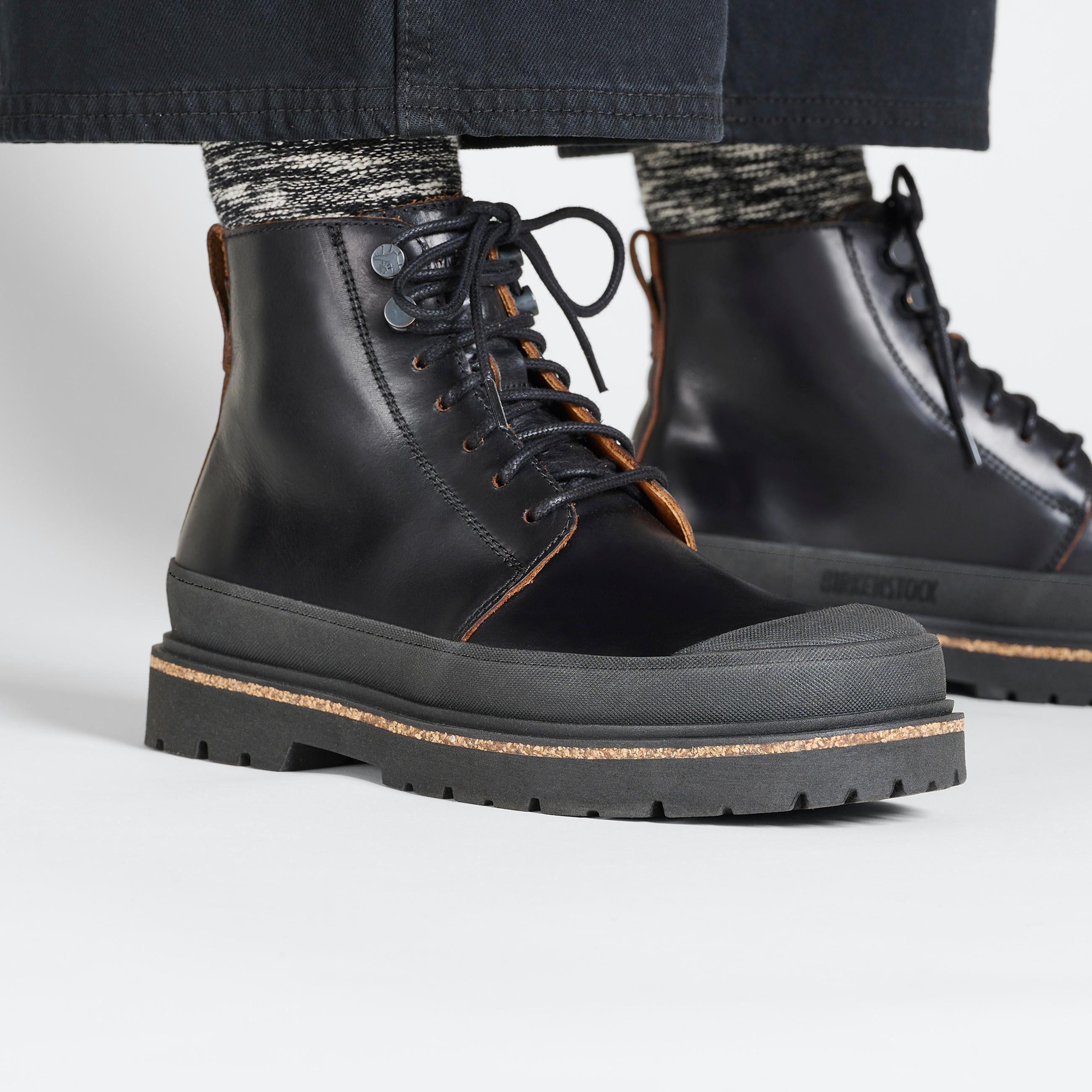 Birkenstock Prescott Womens Black Natural Leather Boots