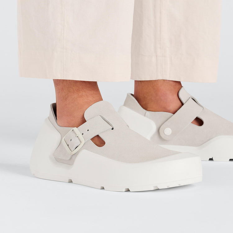 Birkenstock Reykjavik Antique White Nubuck Leather on model 2