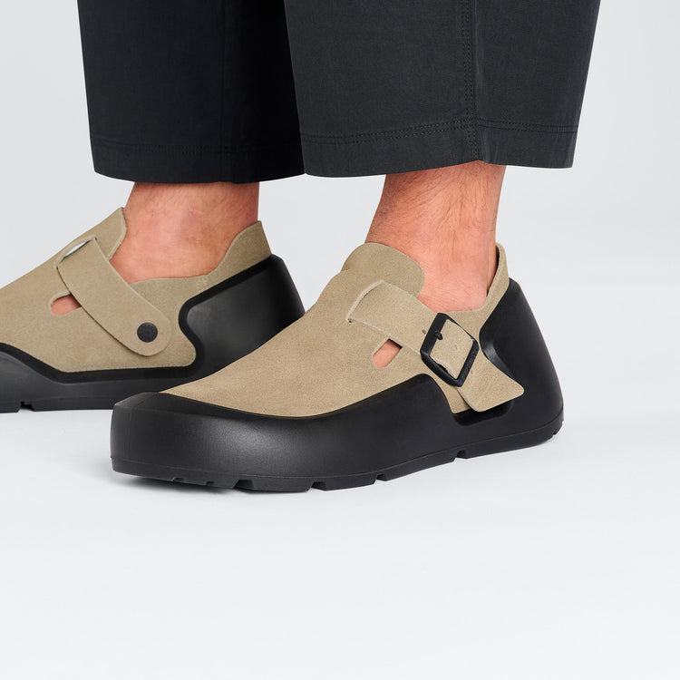 Birkenstock Reykjavik Taupe Nubuck Leather on model 2