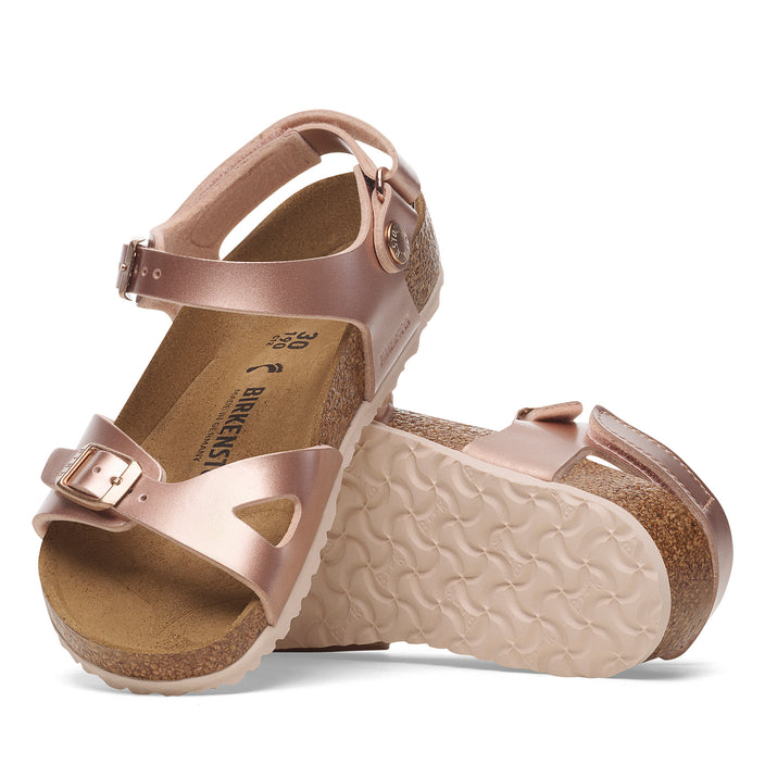 Birkenstock Rio Kids Adjustable Strap Electric Metallic Copper Birko-Flor sole view