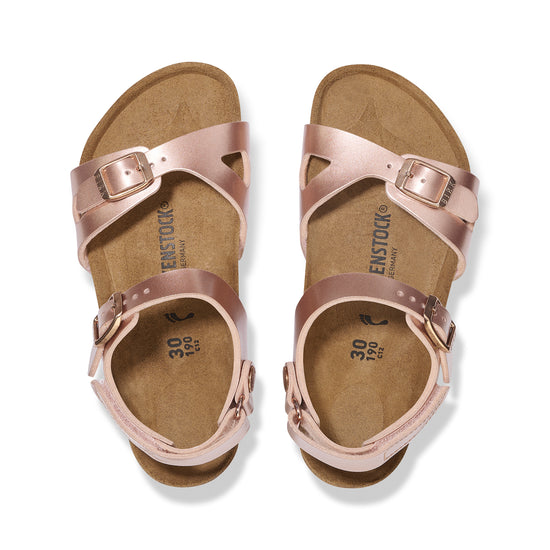 Birkenstock Rio Kids Adjustable Strap Electric Metallic Copper Birko-Flor top view