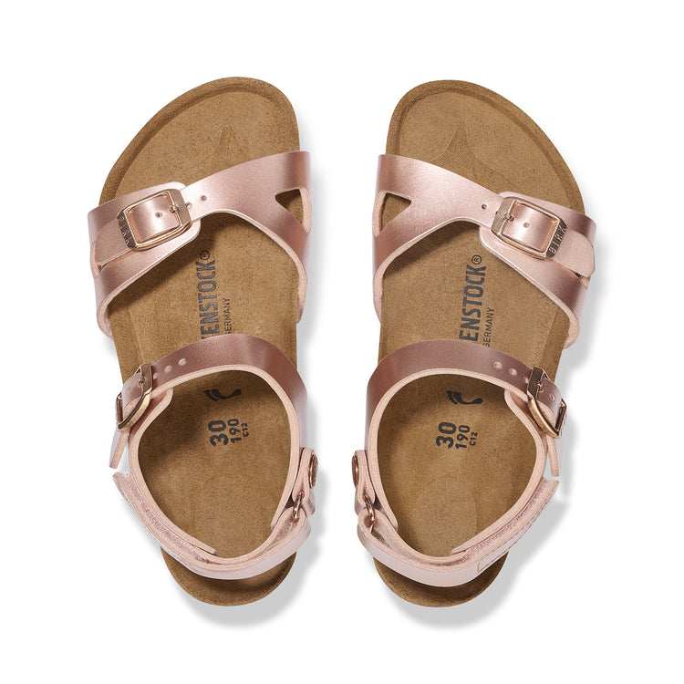 Birkenstock Rio Kids Adjustable Strap Electric Metallic Copper Birko-Flor top view