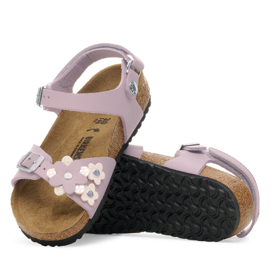 Birkenstock Rio Kids Adjustable Strap Flowers Faded Purple Birko-Flor sole view