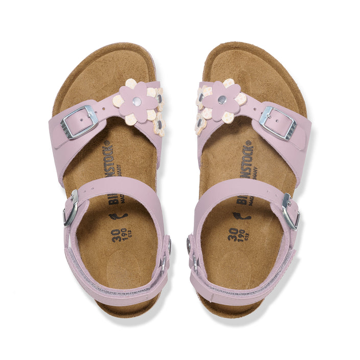 Birkenstock Rio Kids Adjustable Strap Flowers Faded Purple Birko-Flor top view