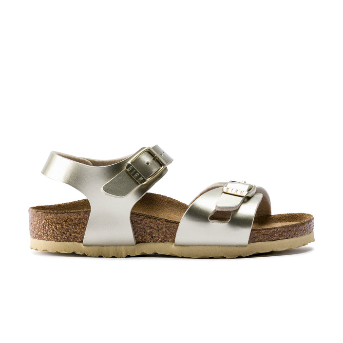Birkenstock Rio Kids Birko-Flor Electric Metallic Gold side view