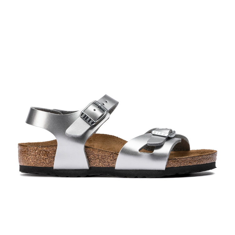 Birkenstock Rio Kids Metallic Silver Birko-Flor side view
