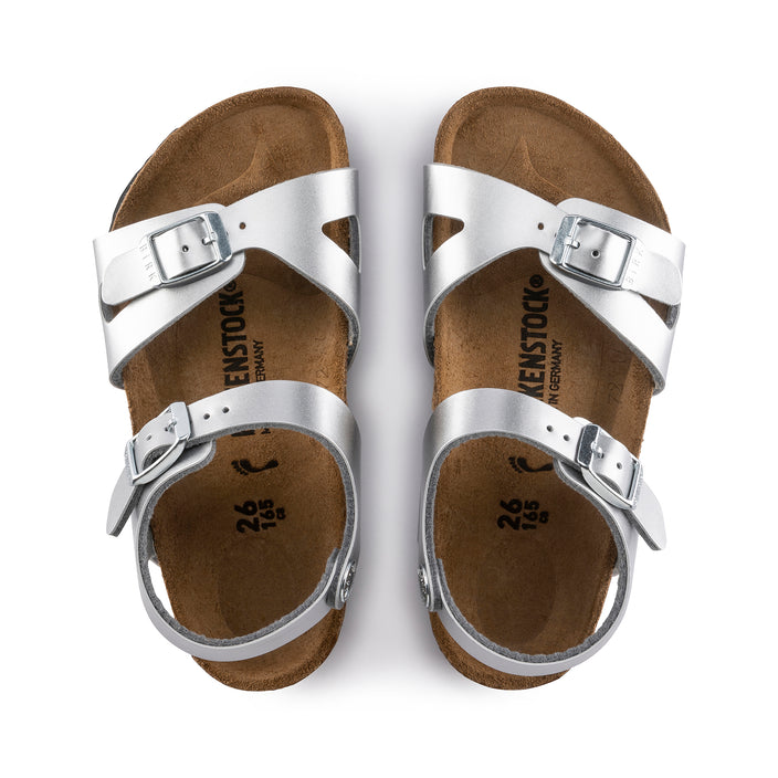 Birkenstock Rio Kids Metallic Silver Birko-Flor top view
