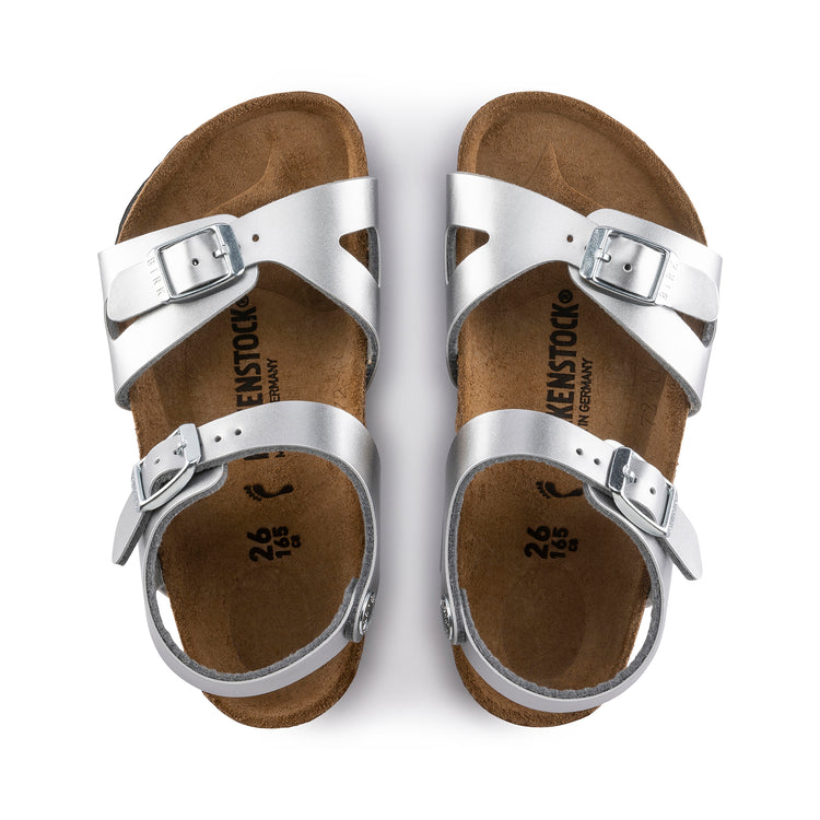 Birkenstock Rio Kids Metallic Silver Birko-Flor top view