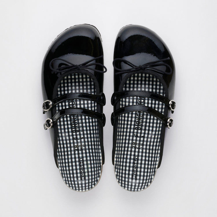 Birkenstock Australia Scala Black Natural Leather Patent 