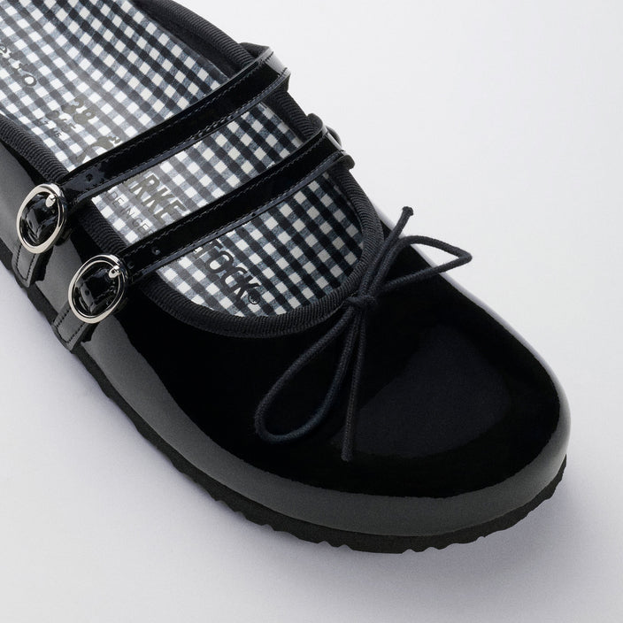 Birkenstock Australia Scala Black Natural Leather Patent detail view