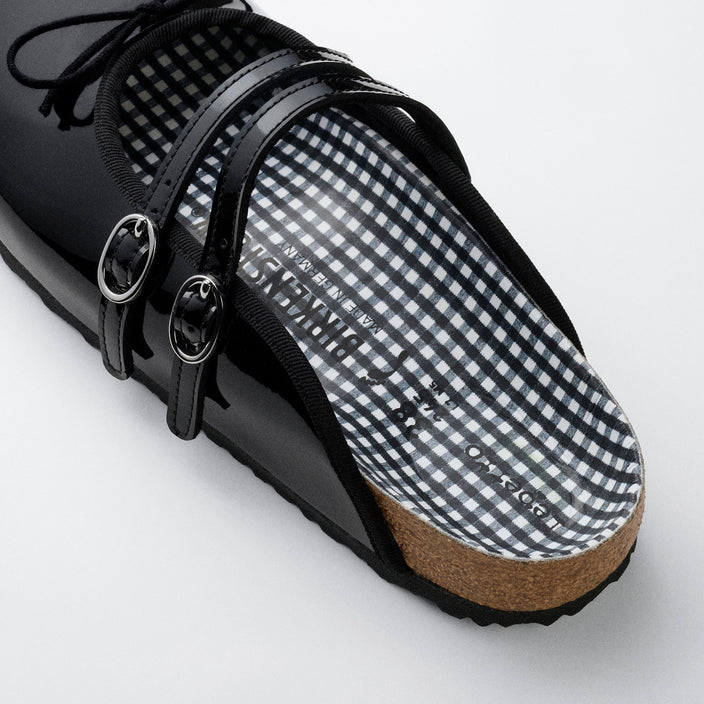 Birkenstock Australia Scala Black Natural Leather Patent back view