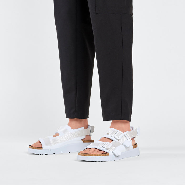 Birkenstock Shinjuku Antique White Natural Leather Textile on model 1