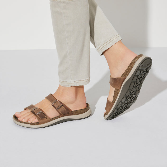 Birkenstock Sierra Cross Town Arctic Ginger Brown Waxy Leather on model 2