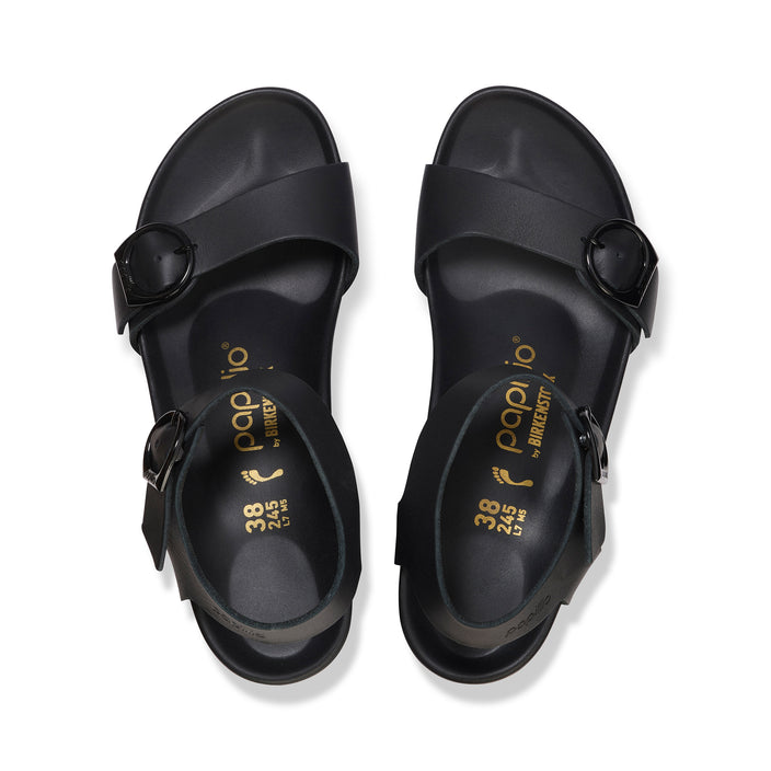 Birkenstock Soley Ring-Buckle Black Smooth Leather top view