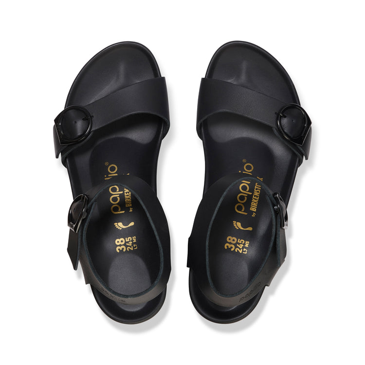 Birkenstock Soley Ring-Buckle Black Smooth Leather top view