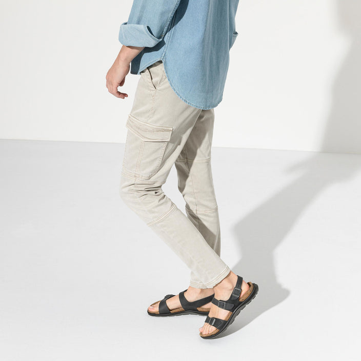 Birkenstock Sonora Cross Town Arctic Black Waxy Leather on model 1