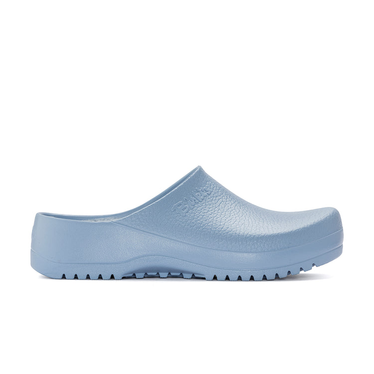 Birkenstock Super Birki Polyurethane Shearling Dusty Blue side view