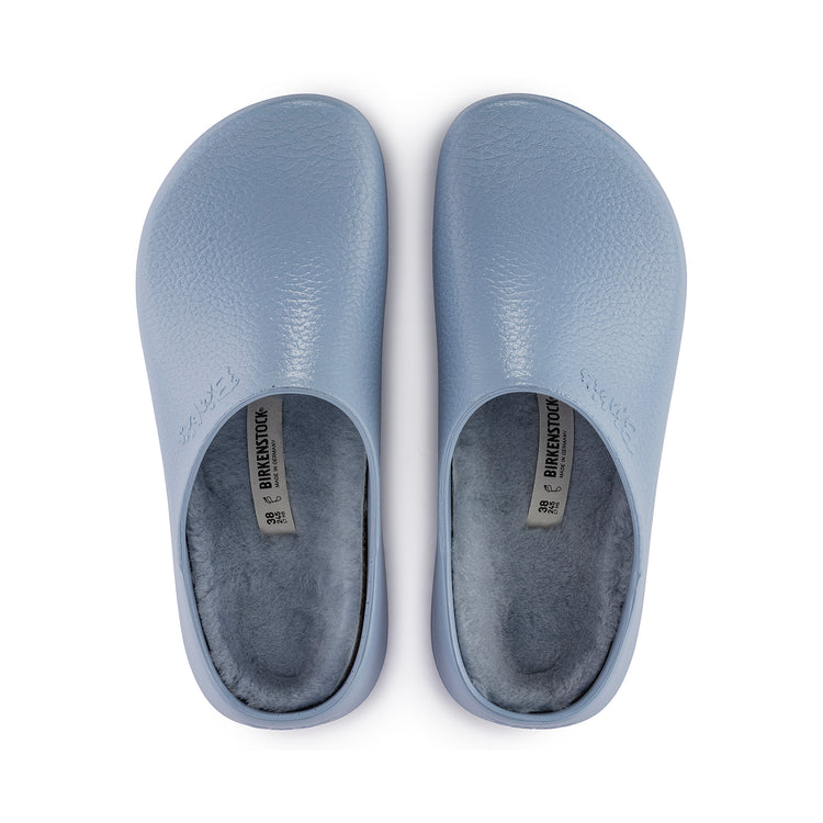 Birkenstock Super Birki Polyurethane Shearling Dusty Blue top view
