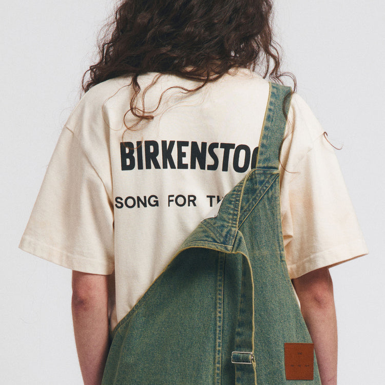 Birkenstock Australia The Artist Aged T-Shirt White Dirt Wash Cotton on model
