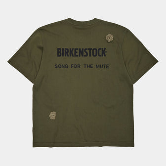 Birkenstock Australia The Gardener Crochet Flower T-Shirt Overdyed Army Green Cotton back view