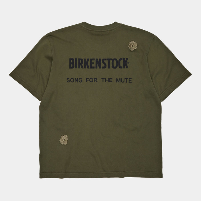 Birkenstock Australia The Gardener Crochet Flower T-Shirt Overdyed Army Green Cotton back view