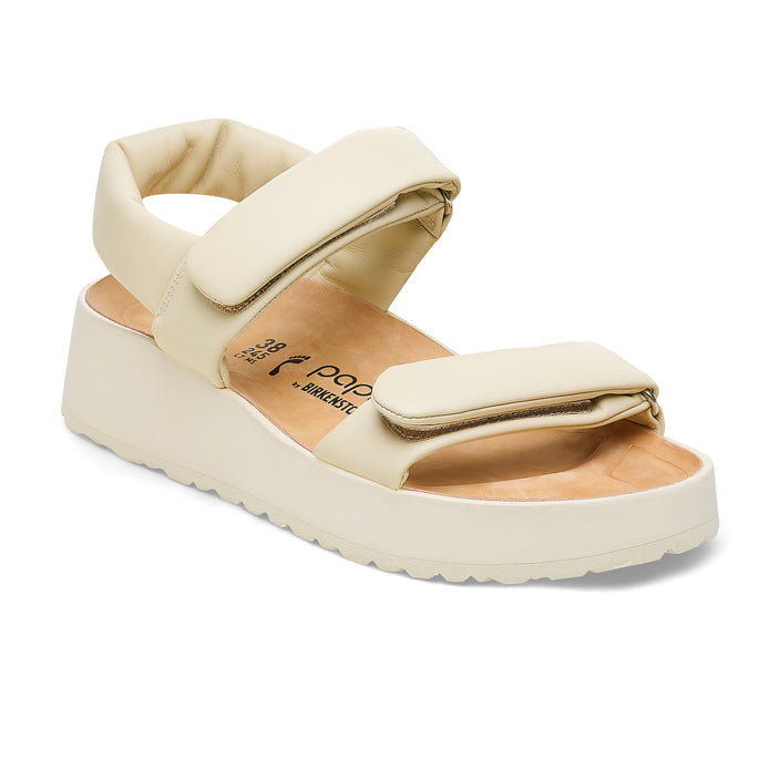 Birkenstock Theda Exquisite Platform Wedge Ecru Smooth Leather 