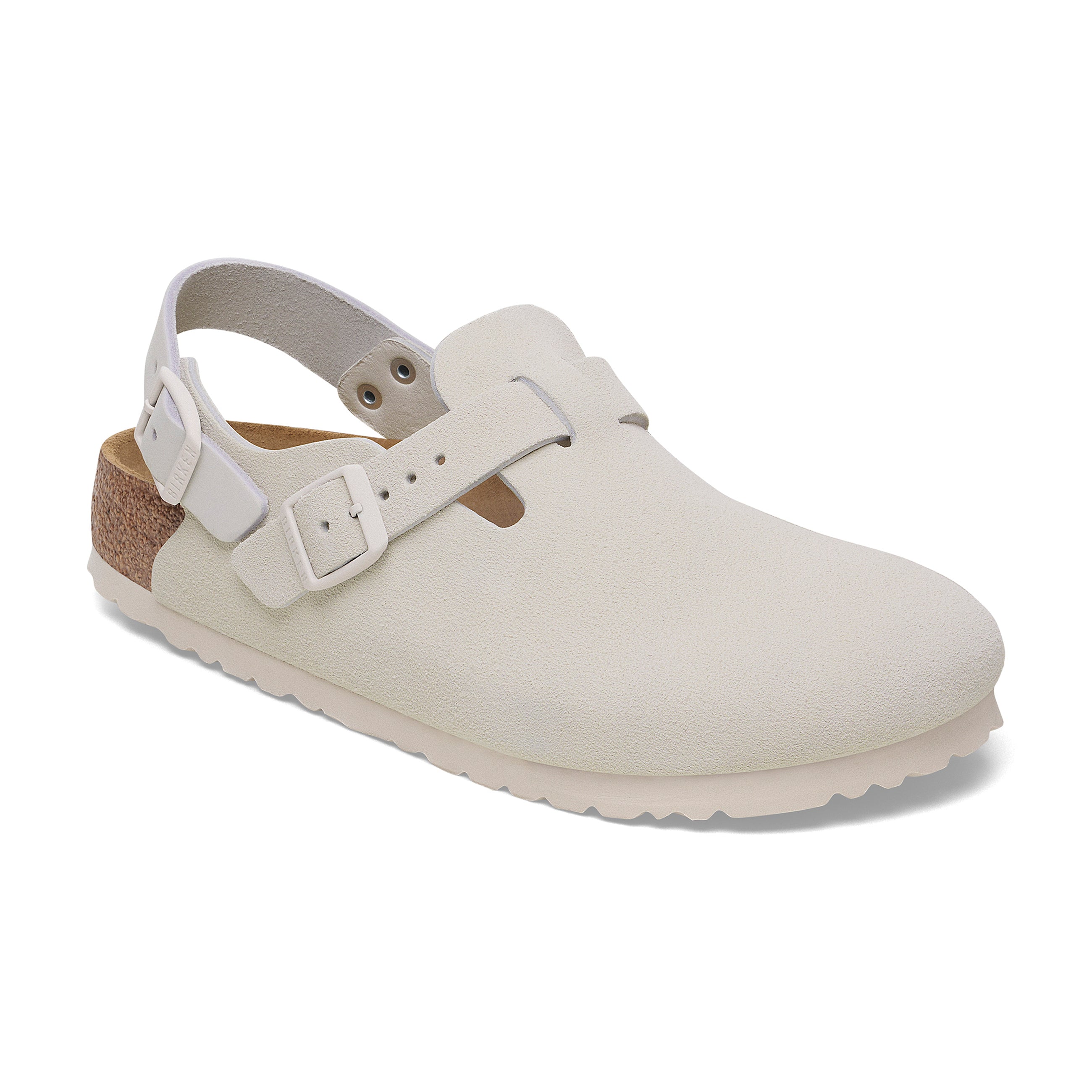 Birkenstock Tokio Antique White Suede Leather Clogs
