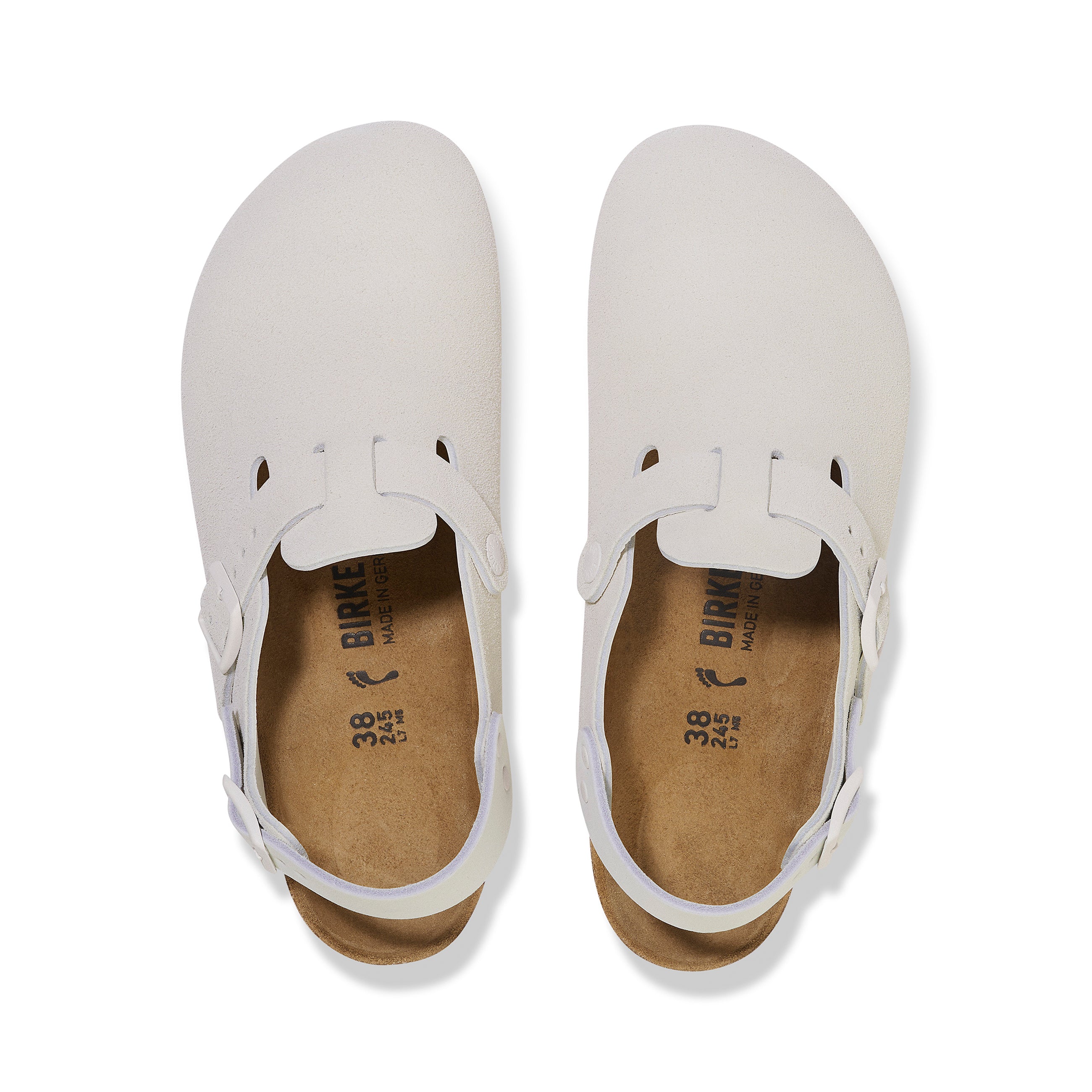 靴 EU43 Off-White L LOGO SUEDE CLOGS Birkenstock Tokio Antique White Suede Leather Clogs