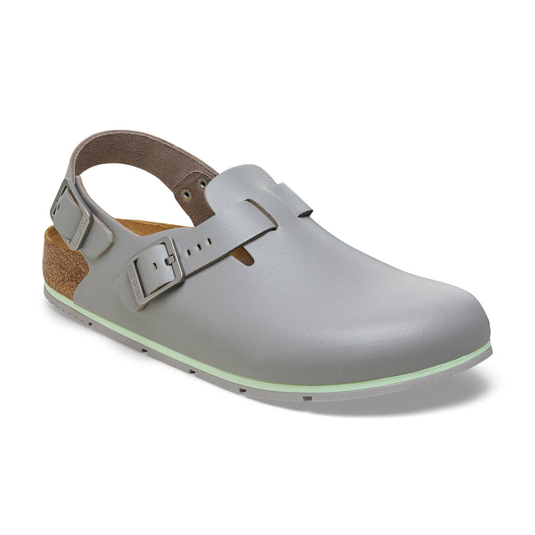 Birkenstock Tokio Pro Grey PU Coated Natural Leather 