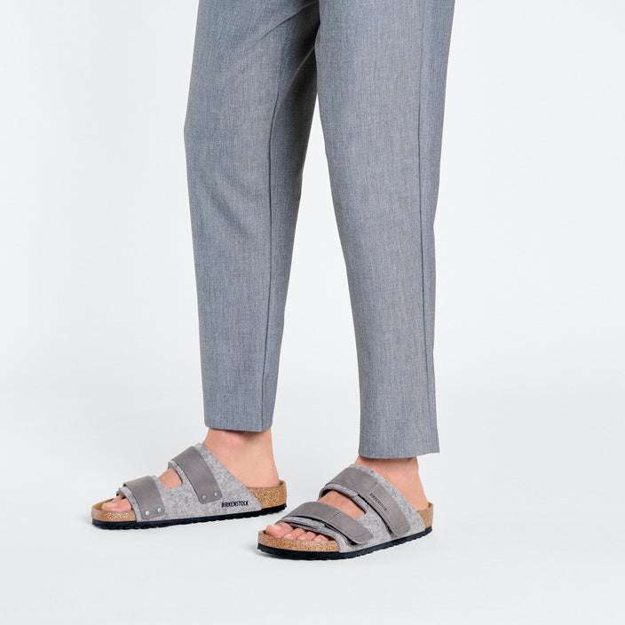 Birkenstock Uji Authentic Felt Light Grey Oiled Leather Felt on model 1